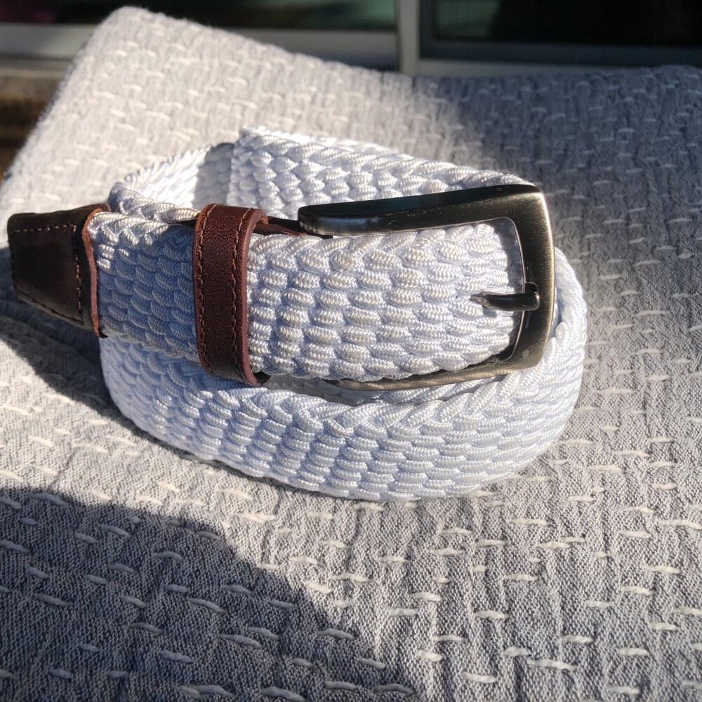 Johnston & Murphy Woven Belt - White
